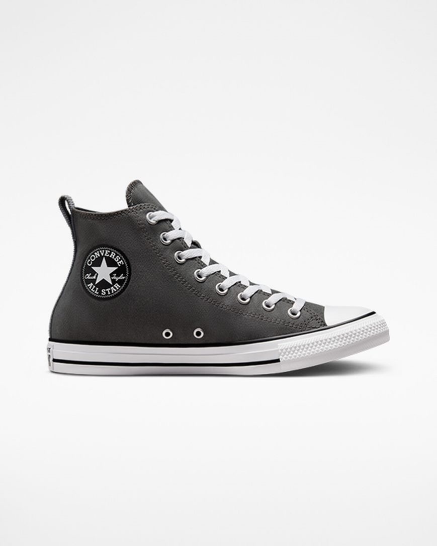 Zapatillas Altas Converse Chuck Taylor All Star Woven Twill Mujer Gris Negras | PE E482LP